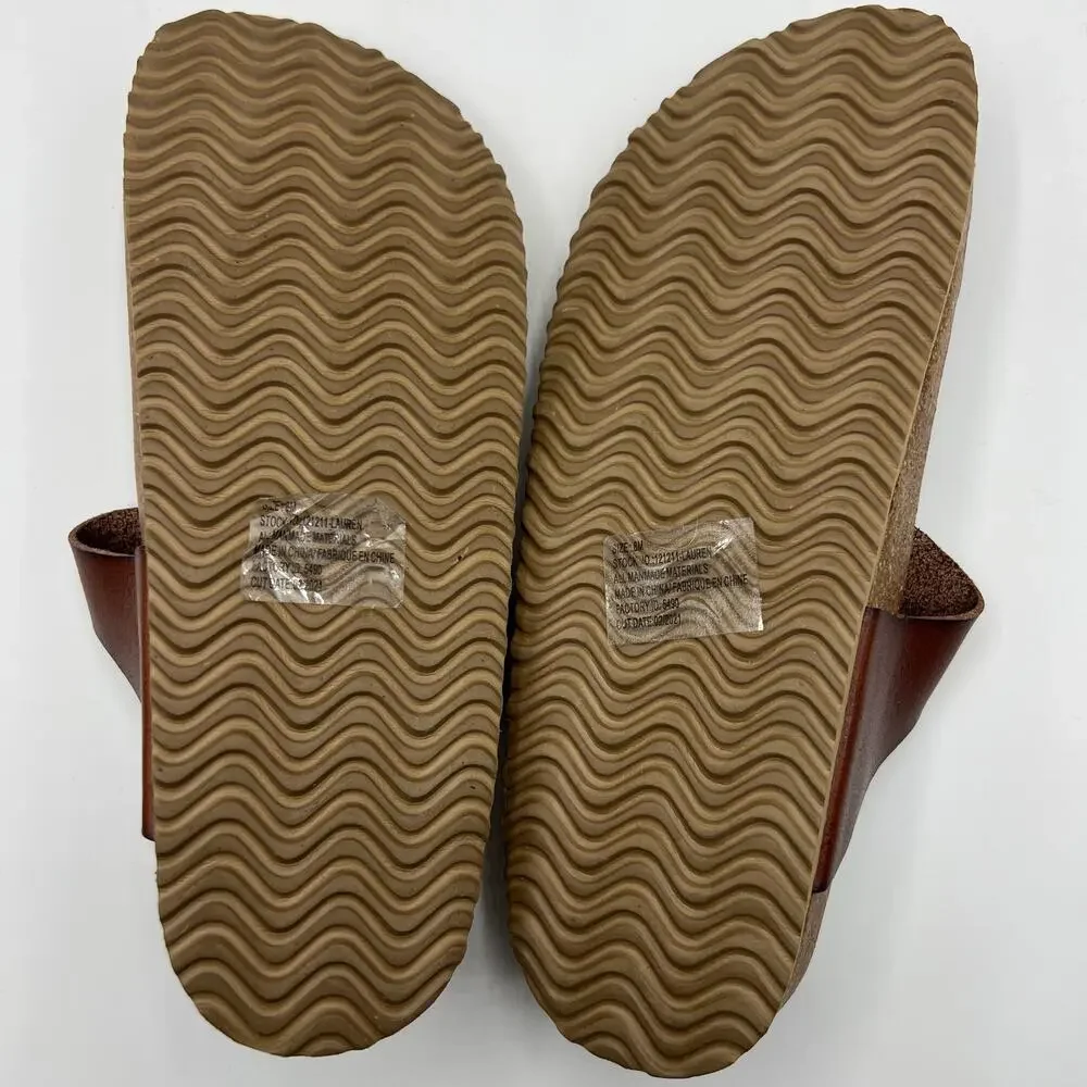 Maurices Lauren Brown Braided Thong Footbed Sandals Slides | Women's Size 8
